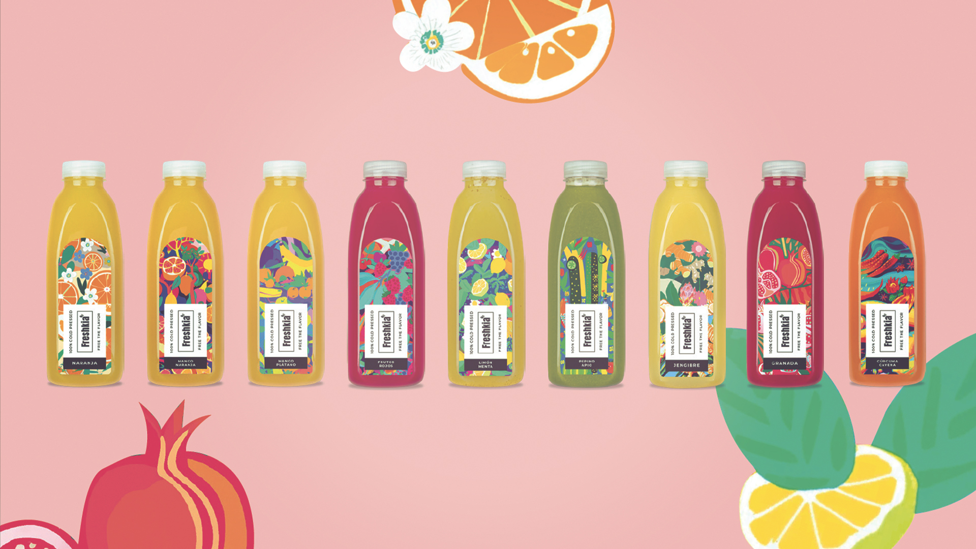 Freshkia presenta su nueva gama de zumos  cold pressed, el primer producto del mercado  con un diseño co-creado con inteligencia artificial