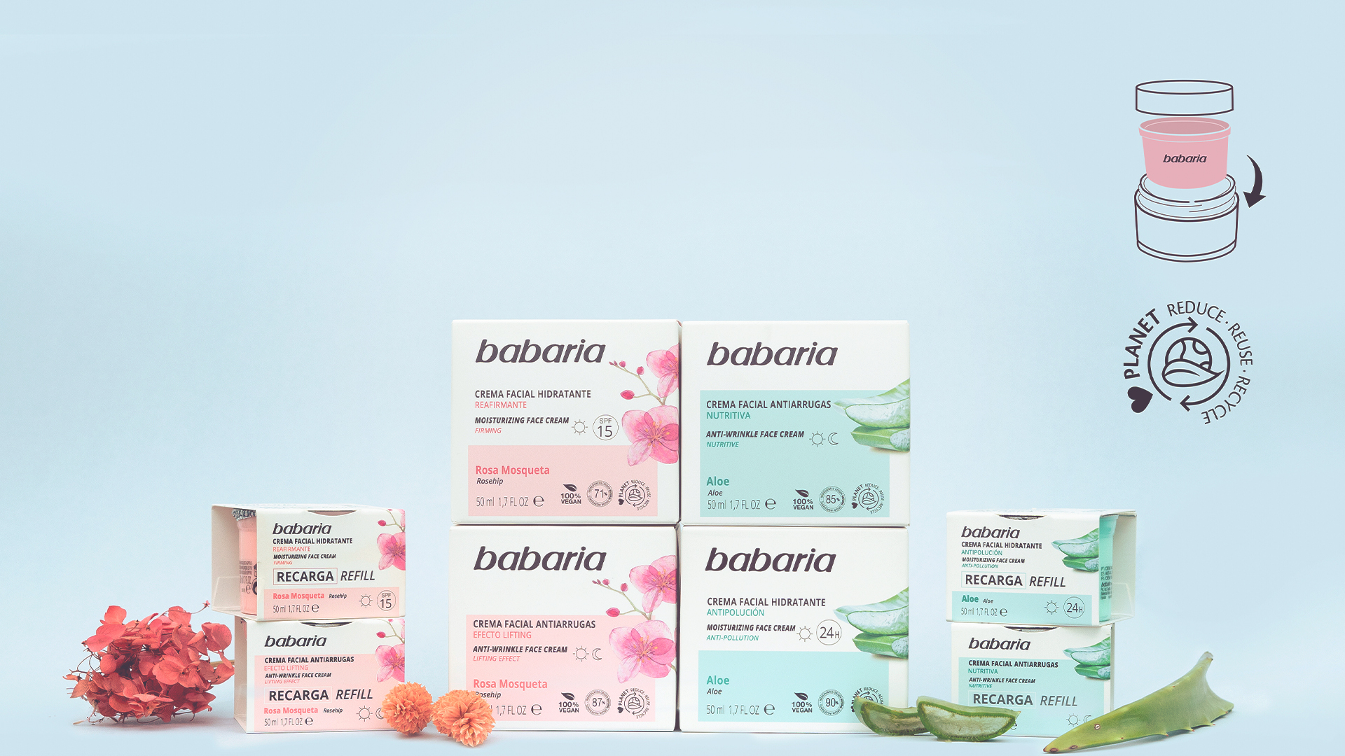 Babaria presenta un sistema refill en su línea facial